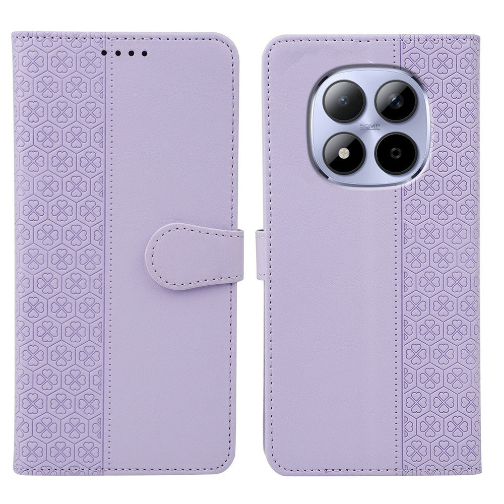 For Xiaomi Redmi Note 15 Pro 5G (Global) Case Magnetic Clasp Four Leaf Clover Leather Phone Cover - Light Purple