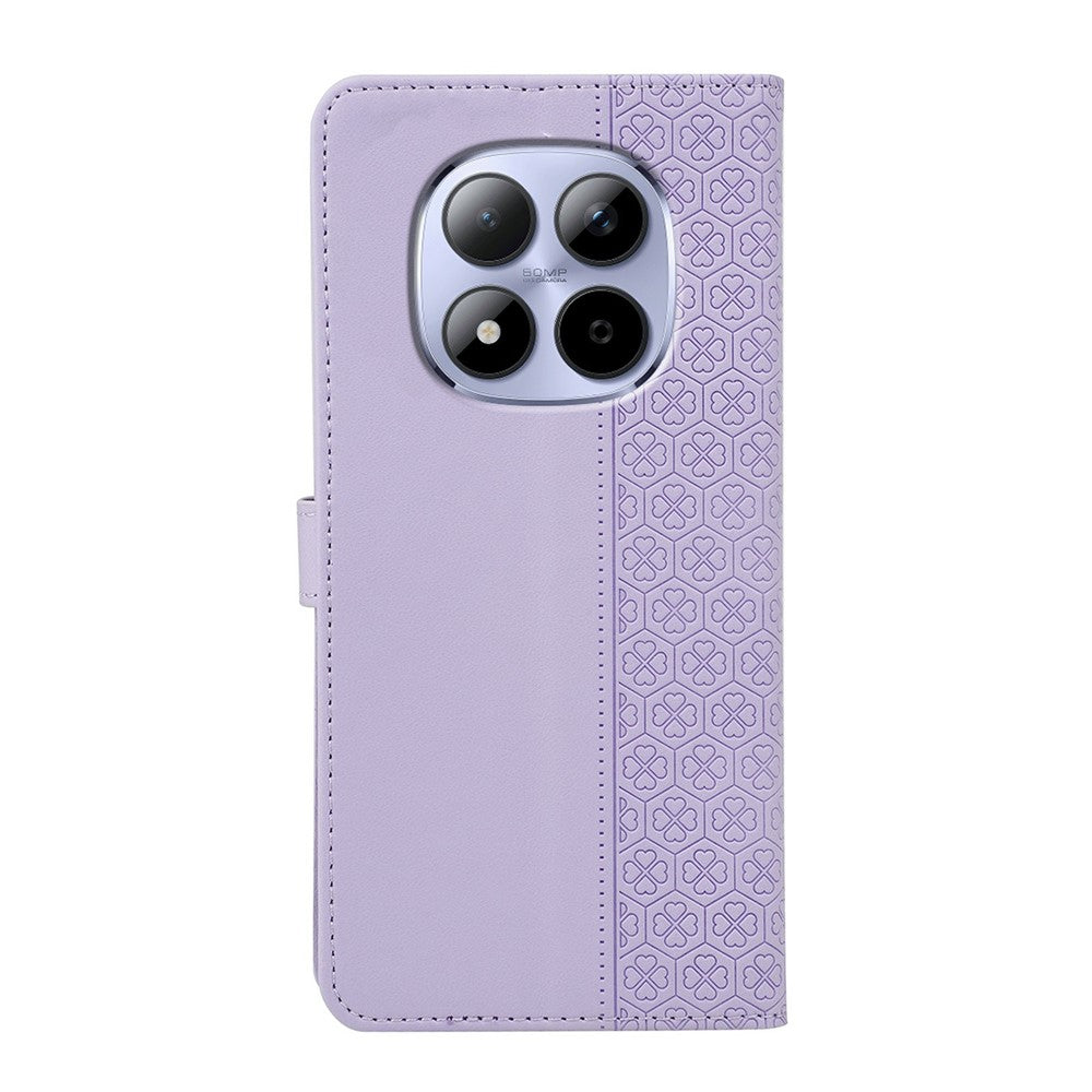 For Xiaomi Redmi Note 15 Pro 5G (Global) Case Magnetic Clasp Four Leaf Clover Leather Phone Cover - Light Purple