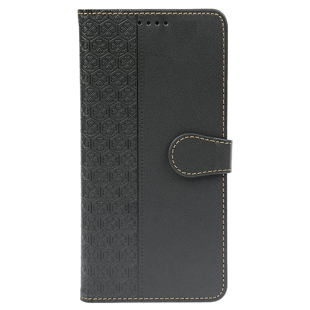 For Xiaomi Poco M8 Pro 5G / Redmi Note 15 Pro+ 5G (Global) Case Magnetic Clasp Four Leaf Clover Leather Phone Cover - Black