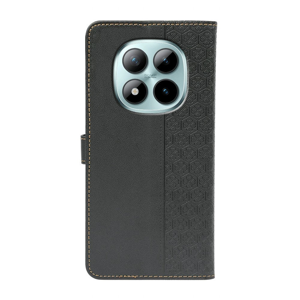 For Xiaomi Poco M8 Pro 5G / Redmi Note 15 Pro+ 5G (Global) Case Magnetic Clasp Four Leaf Clover Leather Phone Cover - Black