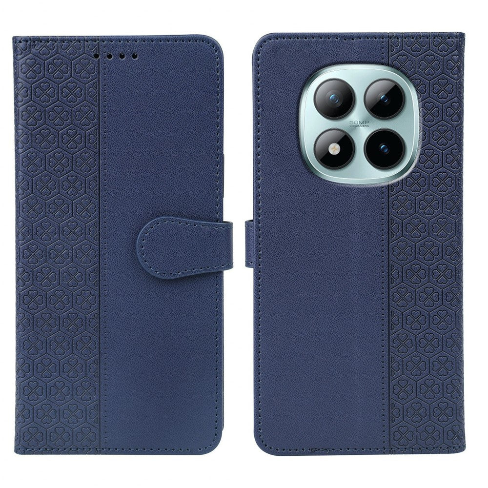 For Xiaomi Poco M8 Pro 5G / Redmi Note 15 Pro+ 5G (Global) Case Magnetic Clasp Four Leaf Clover Leather Phone Cover - Blue