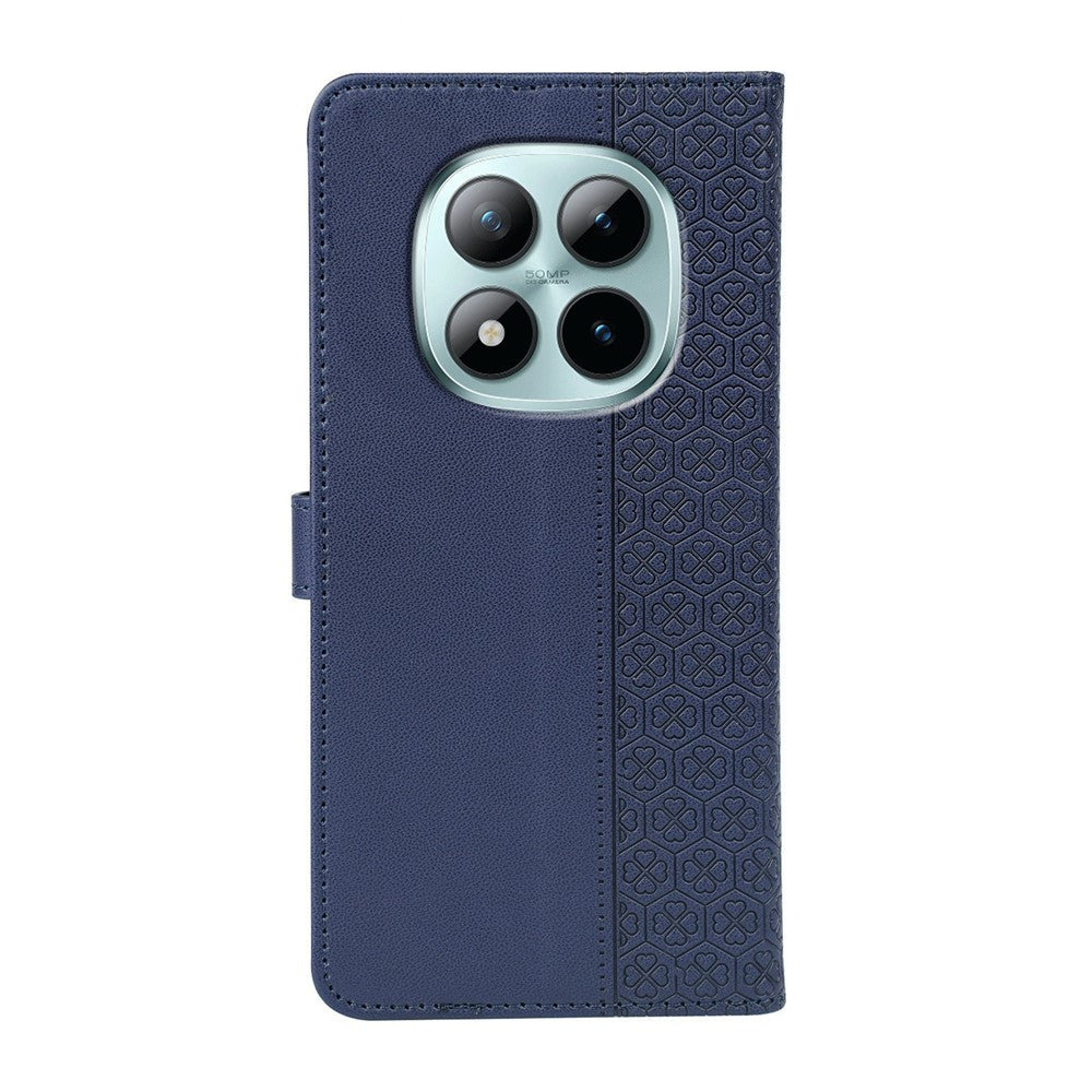 For Xiaomi Poco M8 Pro 5G / Redmi Note 15 Pro+ 5G (Global) Case Magnetic Clasp Four Leaf Clover Leather Phone Cover - Blue