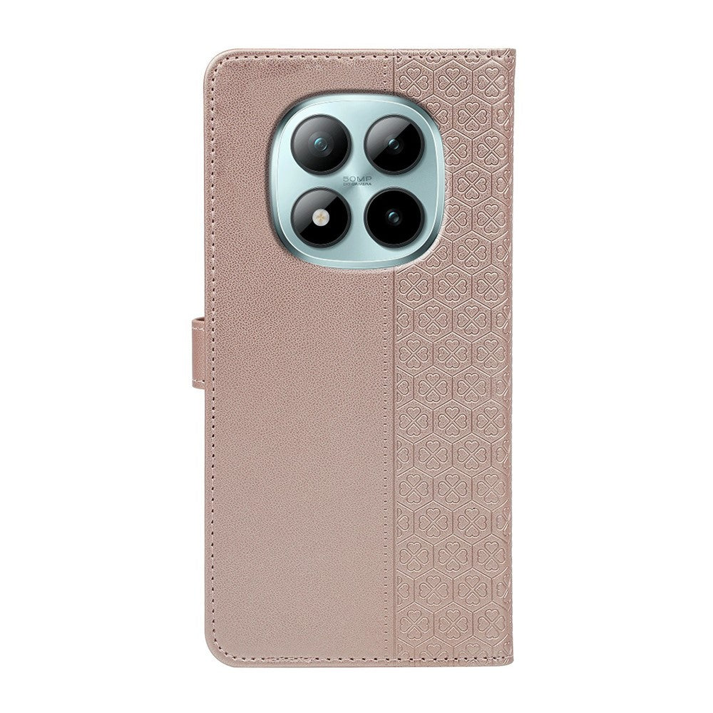 For Xiaomi Poco M8 Pro 5G / Redmi Note 15 Pro+ 5G (Global) Case Magnetic Clasp Four Leaf Clover Leather Phone Cover - Rose Gold