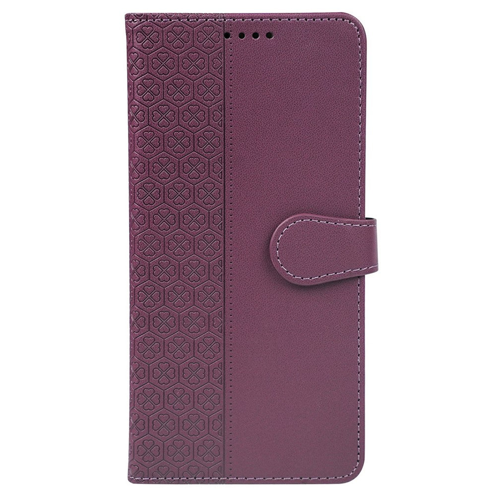 For Xiaomi Poco M8 Pro 5G / Redmi Note 15 Pro+ 5G (Global) Case Magnetic Clasp Four Leaf Clover Leather Phone Cover - Dark Purple