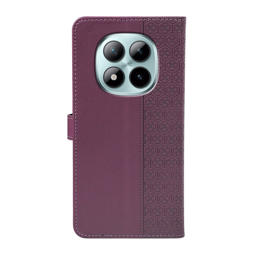 For Xiaomi Poco M8 Pro 5G / Redmi Note 15 Pro+ 5G (Global) Case Magnetic Clasp Four Leaf Clover Leather Phone Cover - Dark Purple