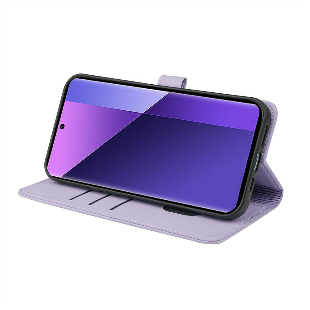 For Xiaomi Poco M8 Pro 5G / Redmi Note 15 Pro+ 5G (Global) Case Magnetic Clasp Four Leaf Clover Leather Phone Cover - Light Purple