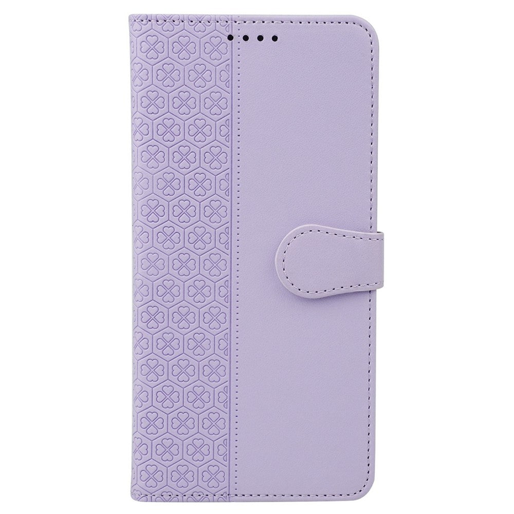 For Xiaomi Poco M8 Pro 5G / Redmi Note 15 Pro+ 5G (Global) Case Magnetic Clasp Four Leaf Clover Leather Phone Cover - Light Purple