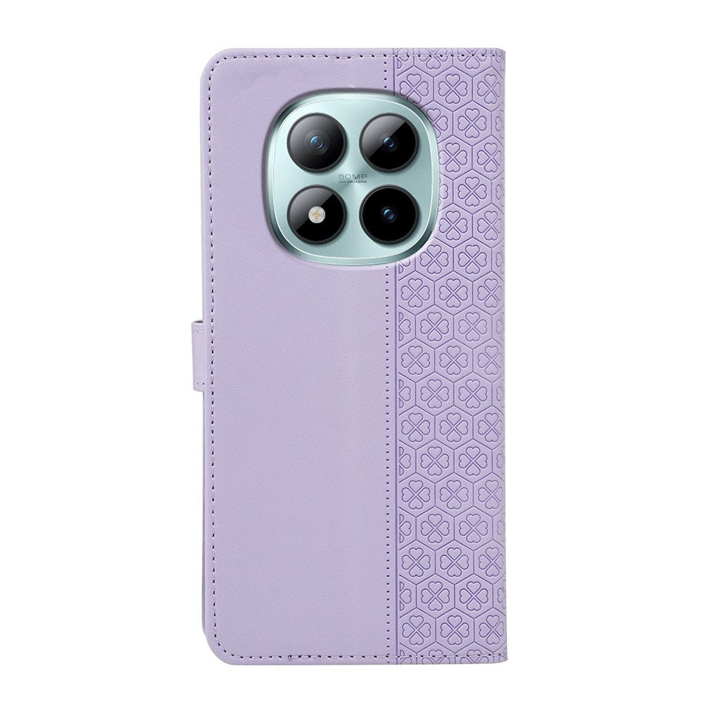 For Xiaomi Poco M8 Pro 5G / Redmi Note 15 Pro+ 5G (Global) Case Magnetic Clasp Four Leaf Clover Leather Phone Cover - Light Purple