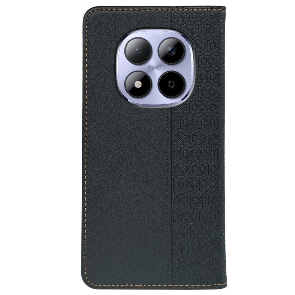 For Xiaomi Redmi Note 15 Pro 5G (Global) Case Four Leaf Clover Leather Flip Phone Cover Stand Wallet - Black