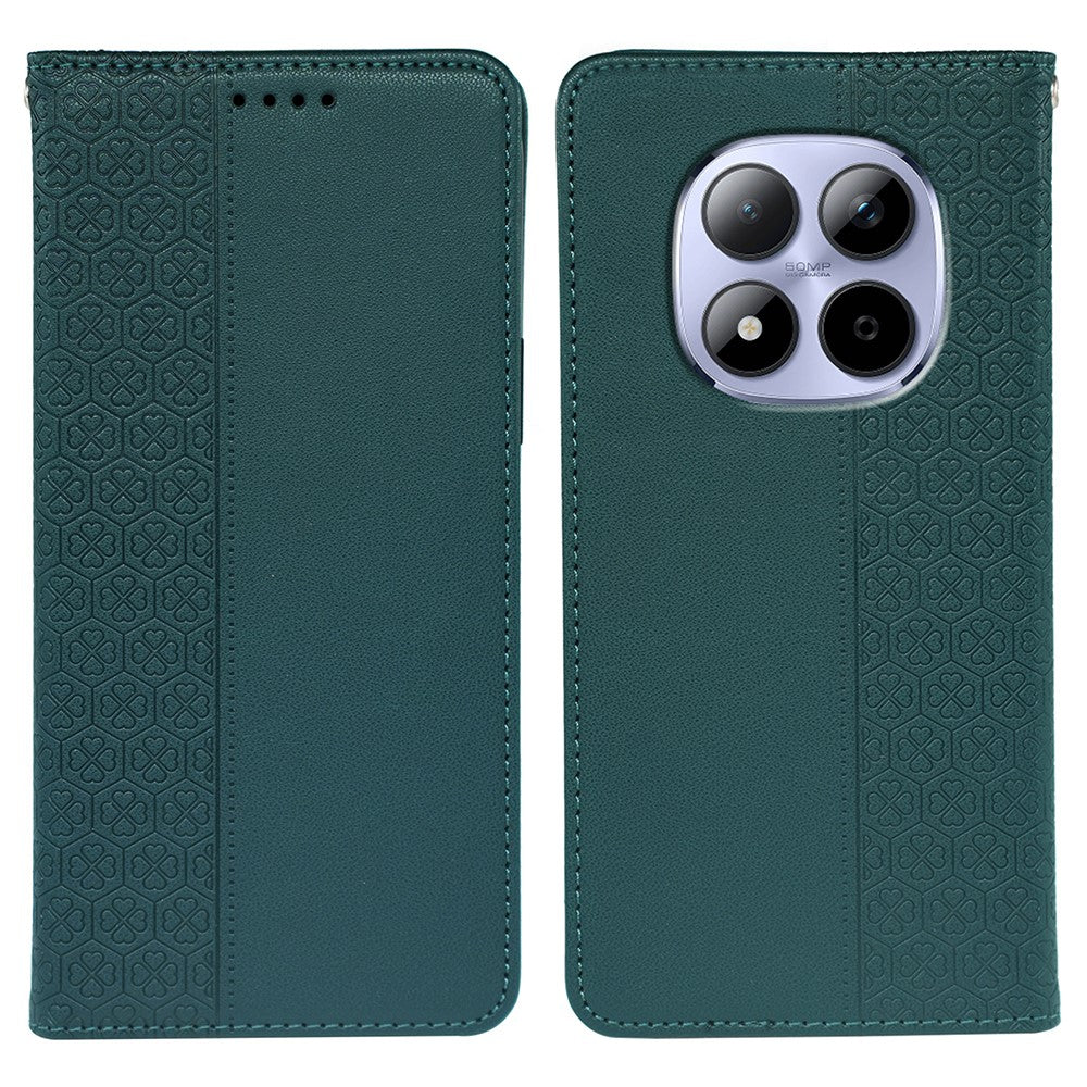 For Xiaomi Redmi Note 15 Pro 5G (Global) Case Four Leaf Clover Leather Flip Phone Cover Stand Wallet - Green