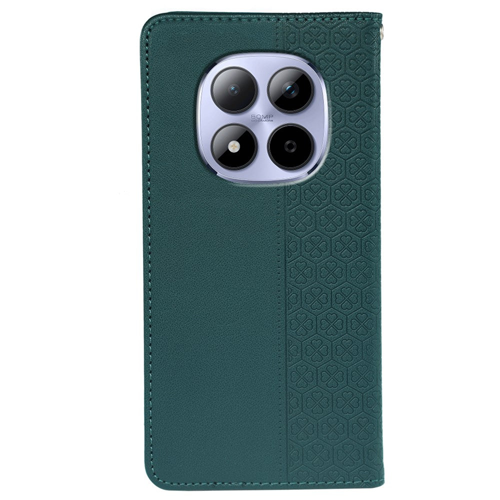 For Xiaomi Redmi Note 15 Pro 5G (Global) Case Four Leaf Clover Leather Flip Phone Cover Stand Wallet - Green