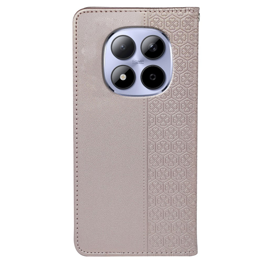 For Xiaomi Redmi Note 15 Pro 5G (Global) Case Four Leaf Clover Leather Flip Phone Cover Stand Wallet - Rose Gold