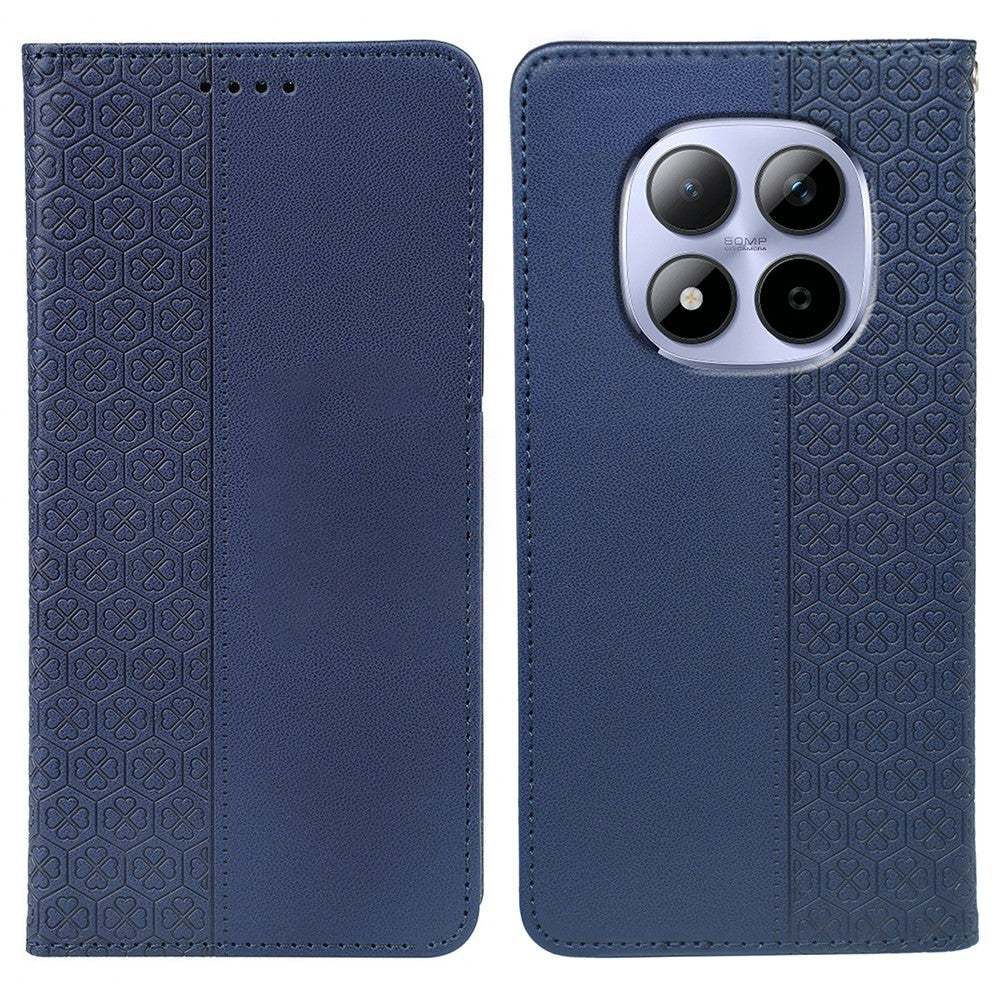 For Xiaomi Redmi Note 15 Pro 5G (Global) Case Four Leaf Clover Leather Flip Phone Cover Stand Wallet - Blue