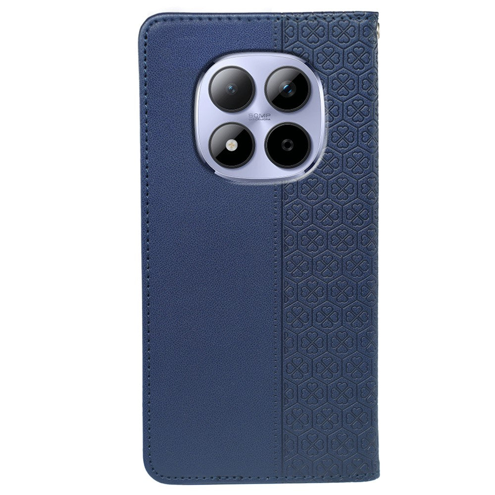For Xiaomi Redmi Note 15 Pro 5G (Global) Case Four Leaf Clover Leather Flip Phone Cover Stand Wallet - Blue