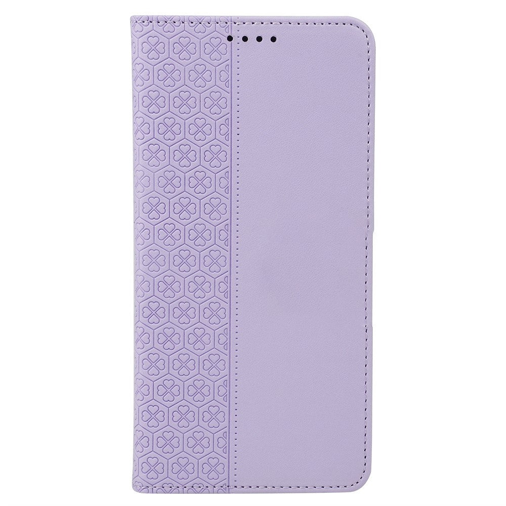 For Xiaomi Poco M8 Pro 5G / Redmi Note 15 Pro+ 5G (Global) Case Four Leaf Clover Leather Flip Phone Cover Stand Wallet - Light Purple