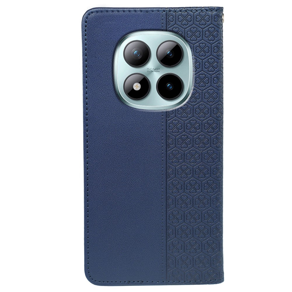 For Xiaomi Poco M8 Pro 5G / Redmi Note 15 Pro+ 5G (Global) Case Four Leaf Clover Leather Flip Phone Cover Stand Wallet - Blue