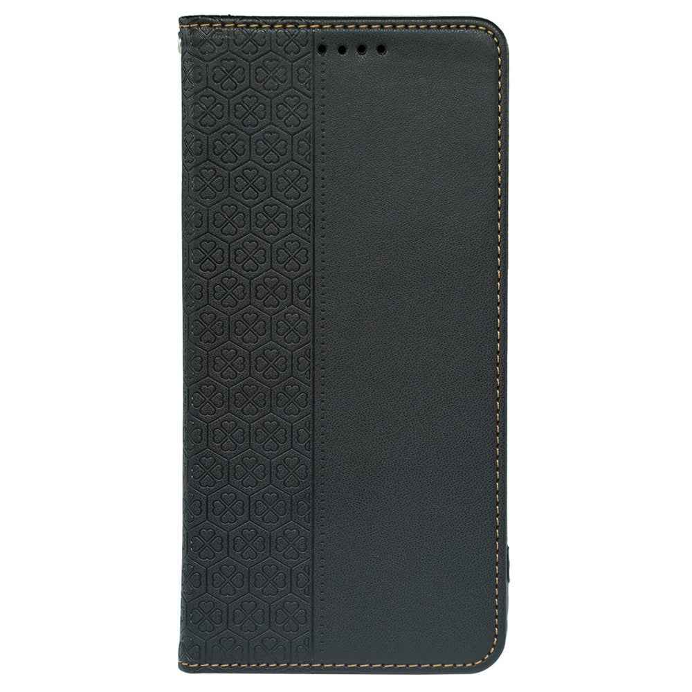 For Xiaomi 17 Pro Case Four Leaf Clover Leather Flip Phone Cover Stand Wallet - Black