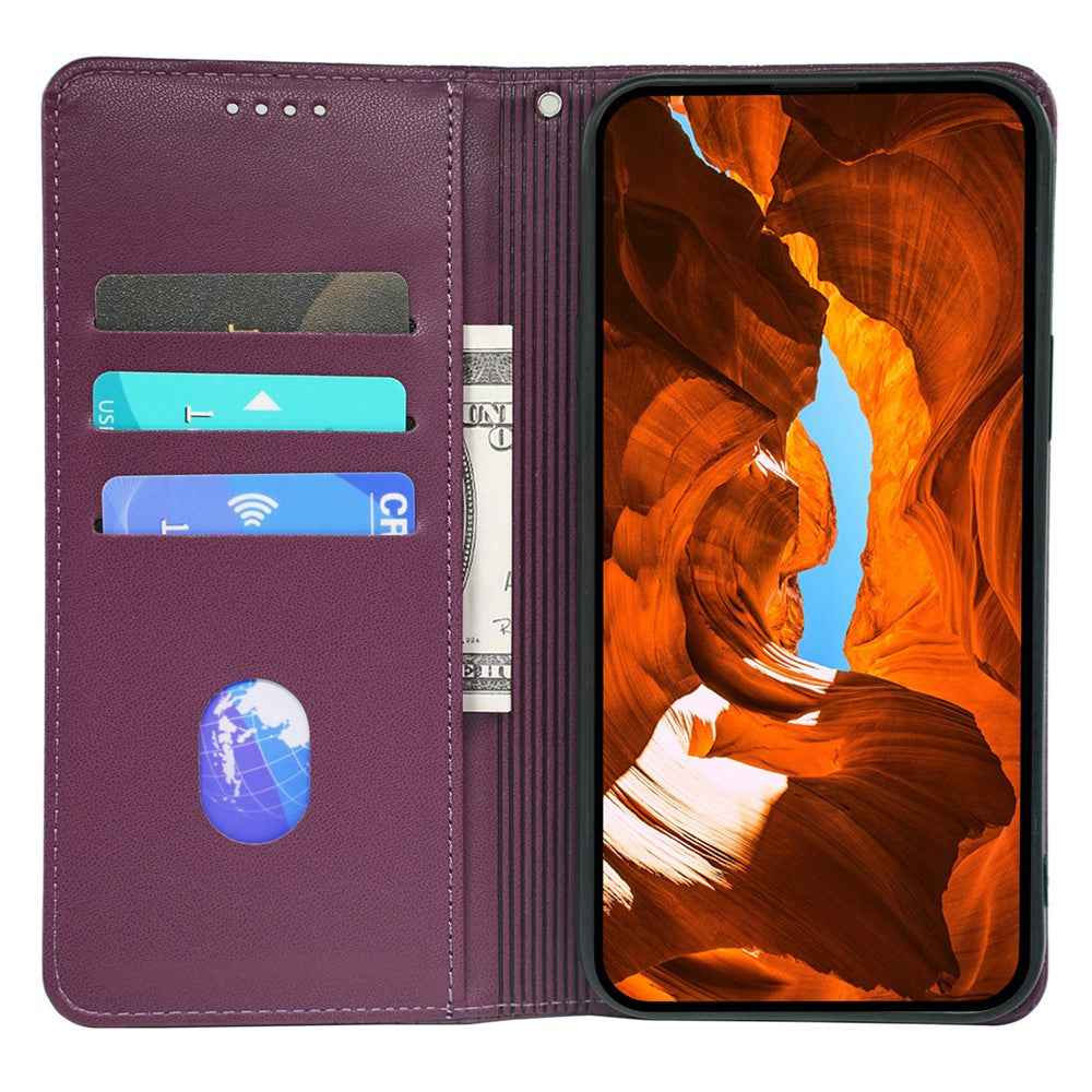 For Xiaomi 17 Pro Case Four Leaf Clover Leather Flip Phone Cover Stand Wallet - Dark Purple