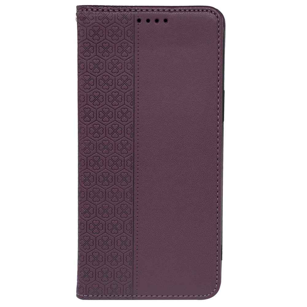For Xiaomi 17 Pro Case Four Leaf Clover Leather Flip Phone Cover Stand Wallet - Dark Purple