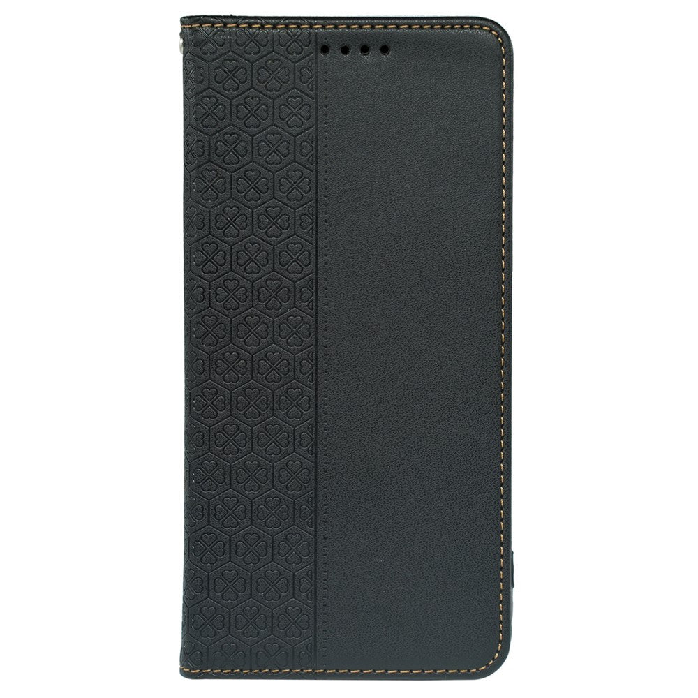 For Xiaomi 17 Pro Max Case Four Leaf Clover Leather Flip Phone Cover Stand Wallet - Black