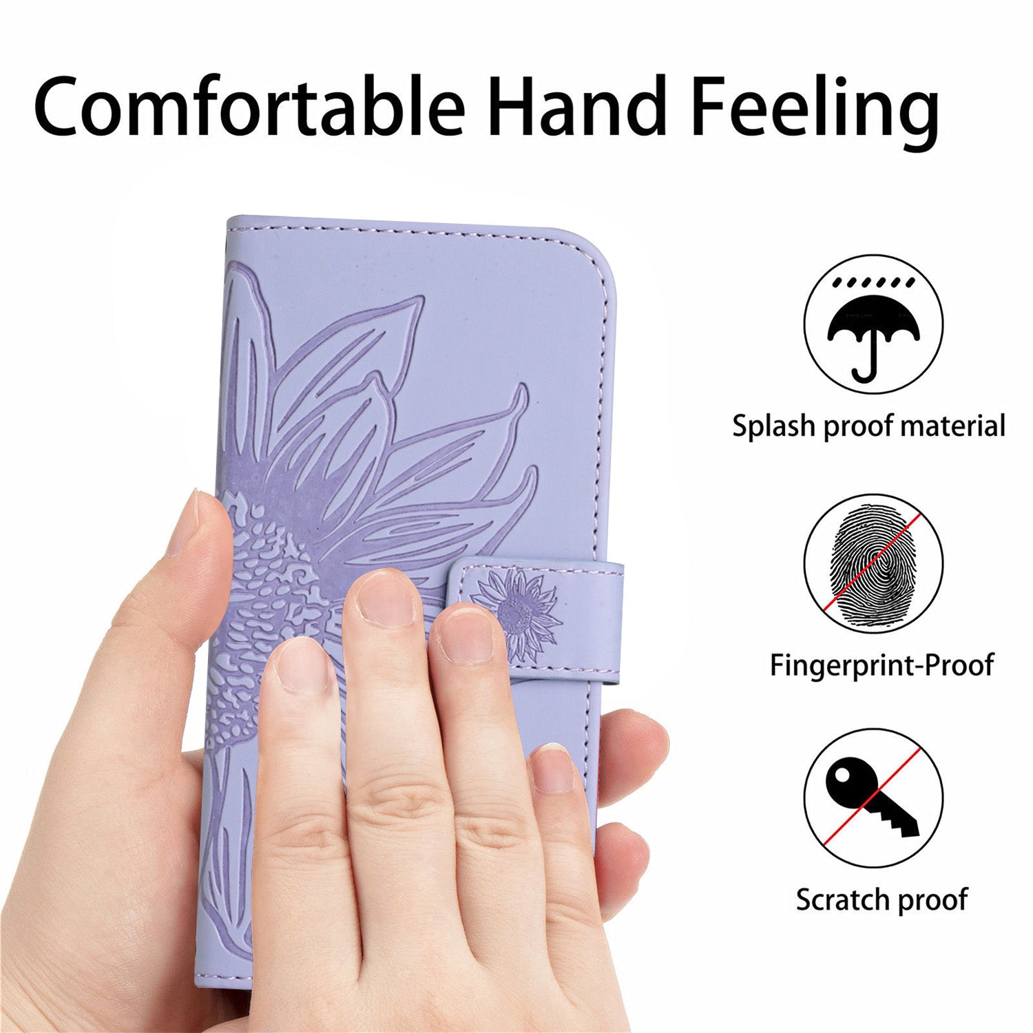 For Motorola Edge 70 5G Case Sunflower Imprint Leather Wallet Phone Cover with Wrist Strap - Light Purple