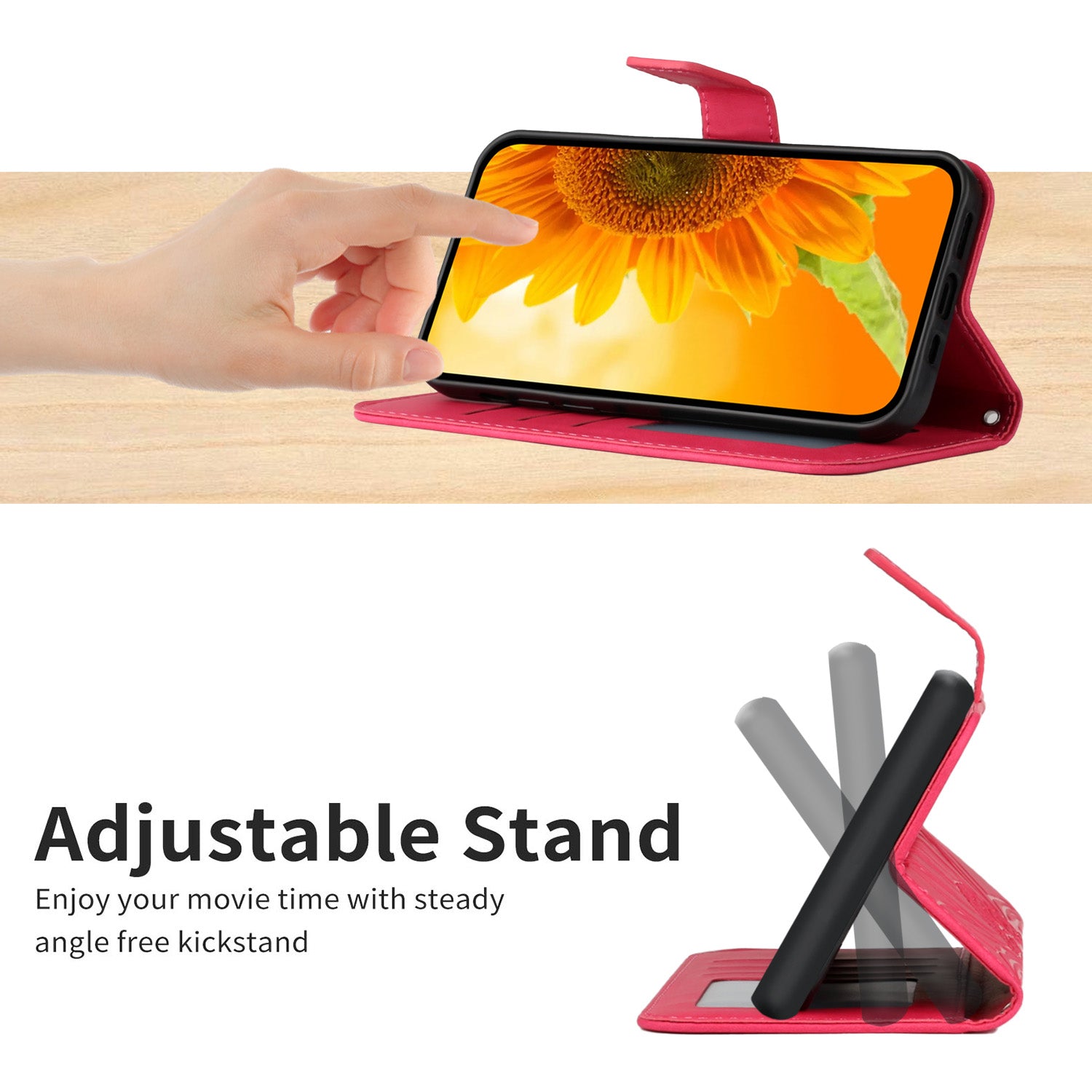 For Motorola Edge 70 5G Case Sunflower Imprint Leather Wallet Phone Cover with Wrist Strap - Rose