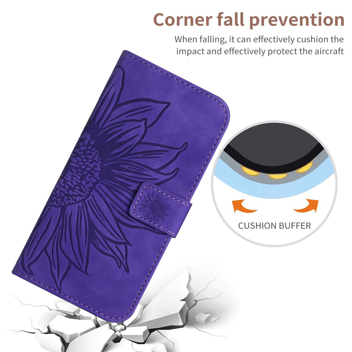For Motorola Edge 70 5G Case Sunflower Imprint Leather Wallet Phone Cover with Wrist Strap - Dark Purple