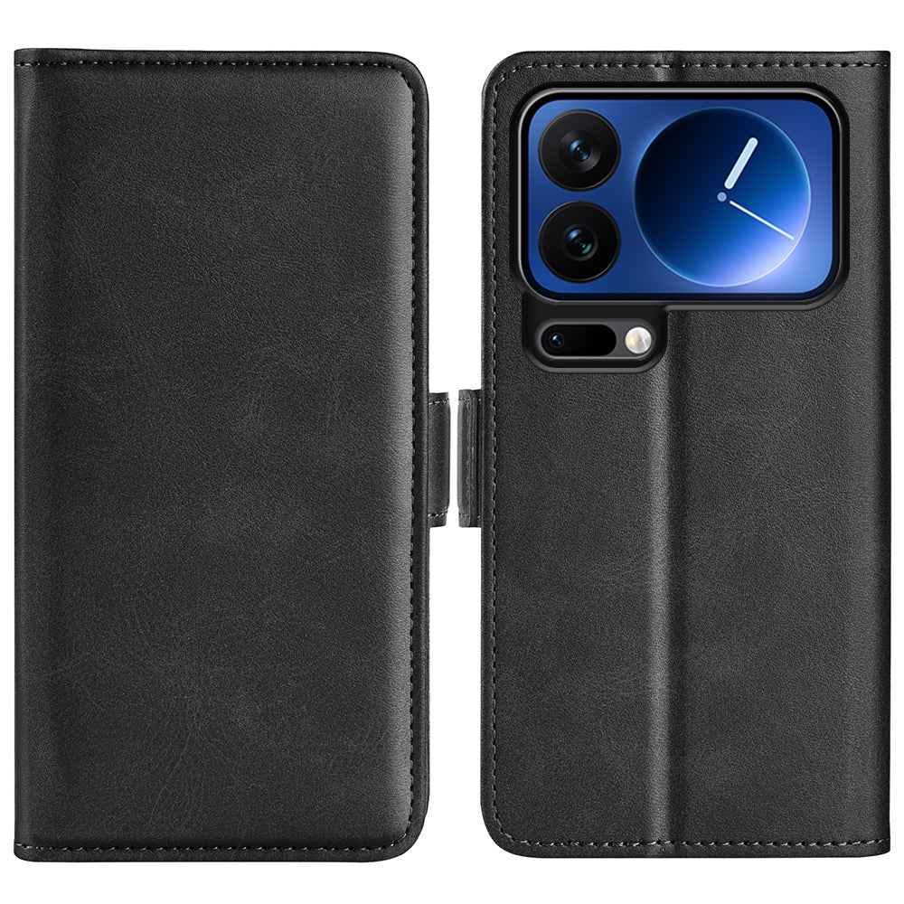 For Xiaomi 17 Pro Case Calf Texture Leather Wallet Phone Cover - Black