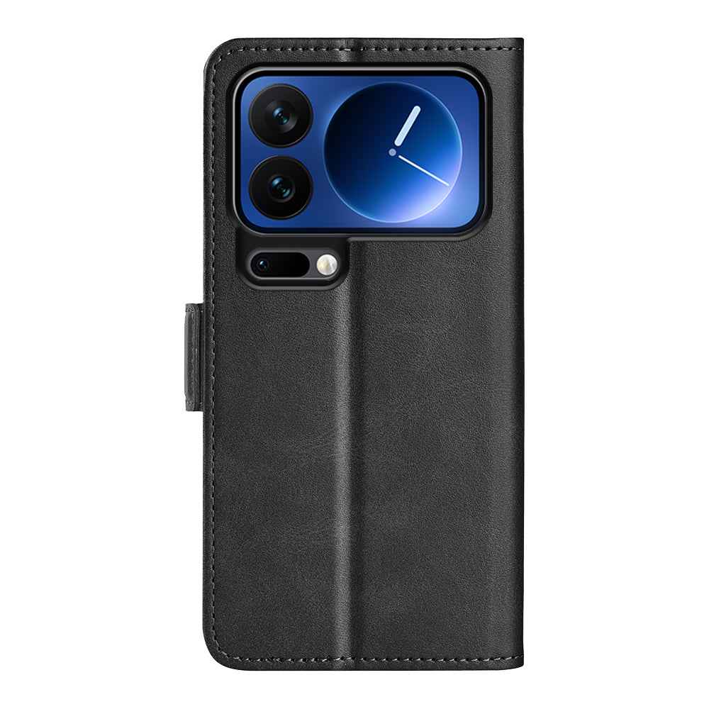 For Xiaomi 17 Pro Case Calf Texture Leather Wallet Phone Cover - Black