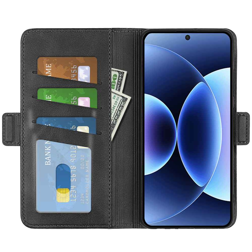 For Xiaomi 17 Pro Case Calf Texture Leather Wallet Phone Cover - Black