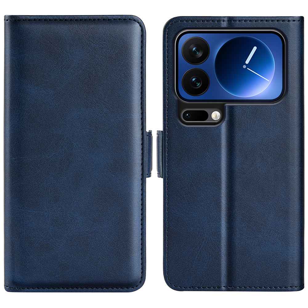 For Xiaomi 17 Pro Case Calf Texture Leather Wallet Phone Cover - Blue