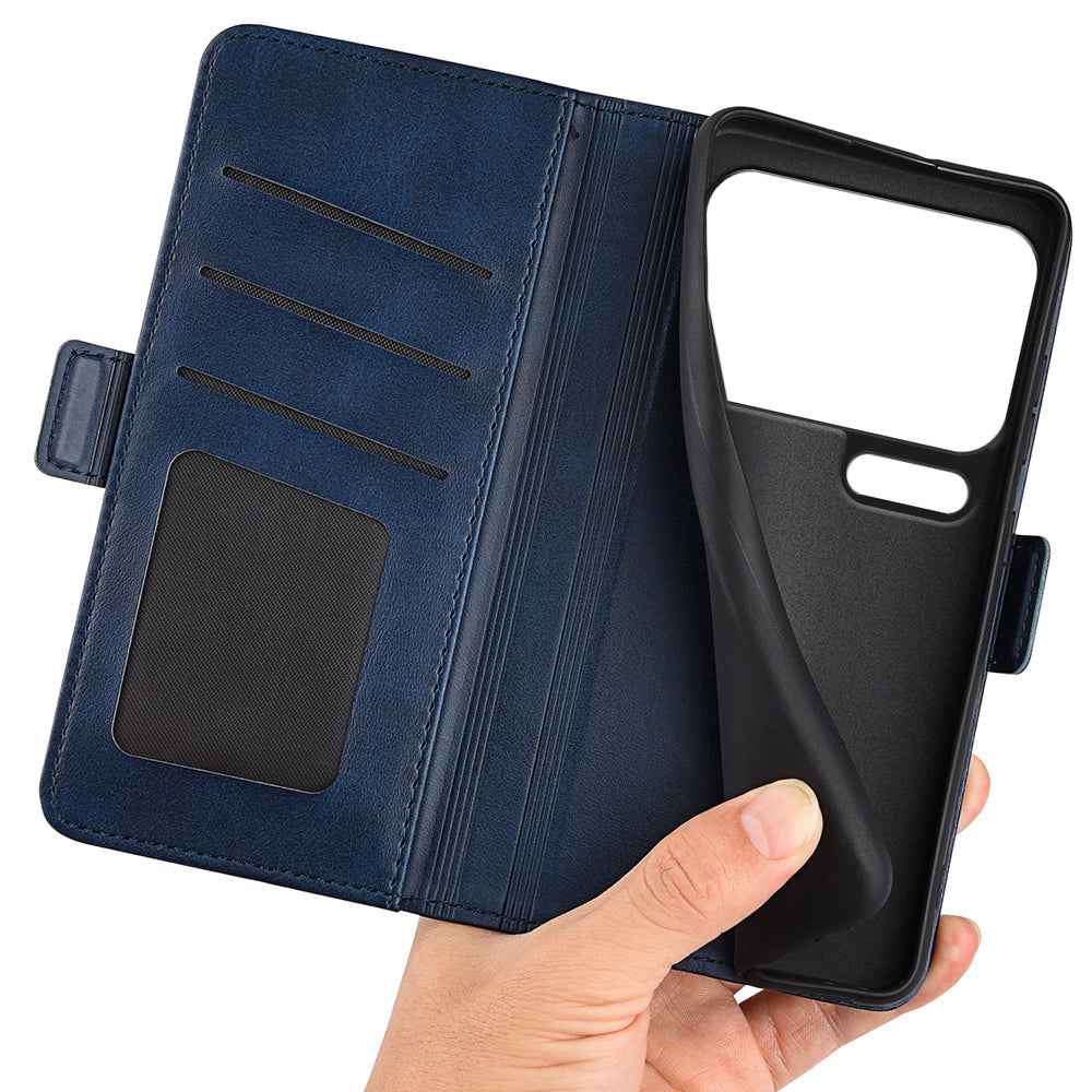 For Xiaomi 17 Pro Case Calf Texture Leather Wallet Phone Cover - Blue