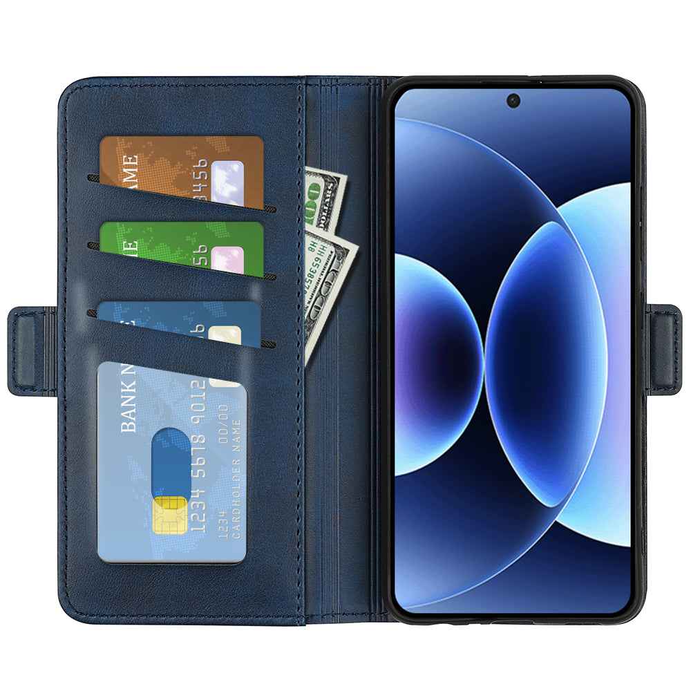 For Xiaomi 17 Pro Case Calf Texture Leather Wallet Phone Cover - Blue
