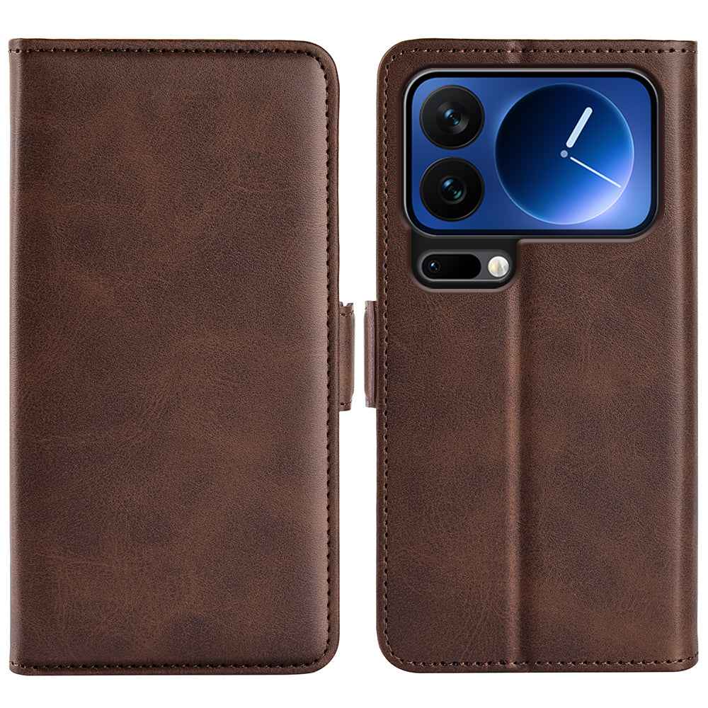 For Xiaomi 17 Pro Case Calf Texture Leather Wallet Phone Cover -  Brown