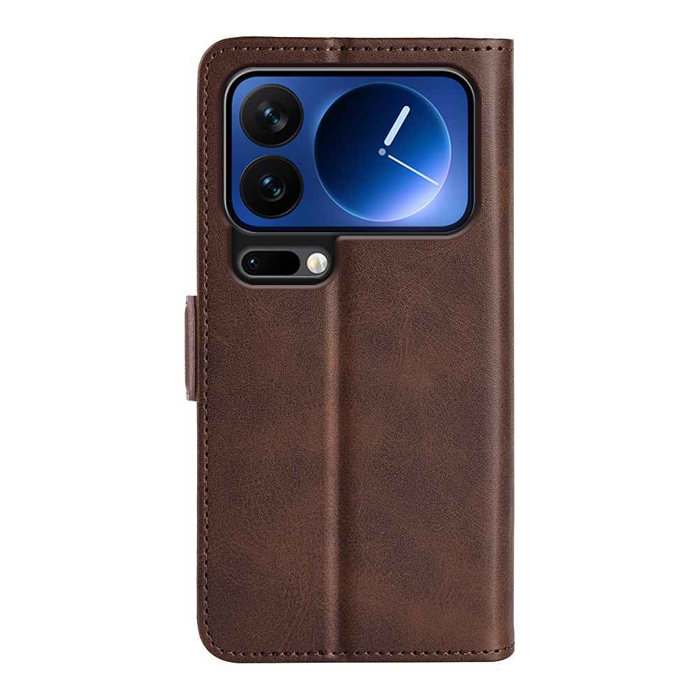 For Xiaomi 17 Pro Case Calf Texture Leather Wallet Phone Cover -  Brown