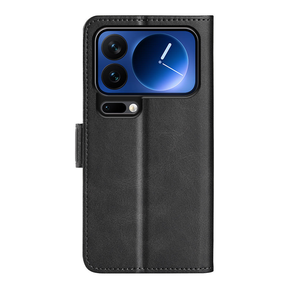For Xiaomi 17 Pro Max Case Calf Texture Leather Wallet Phone Cover - Black