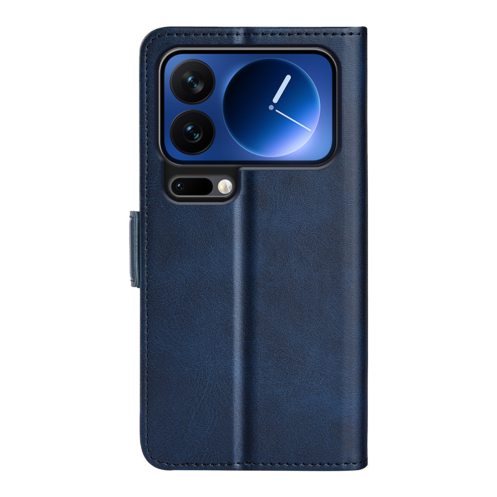 For Xiaomi 17 Pro Max Case Calf Texture Leather Wallet Phone Cover - Blue
