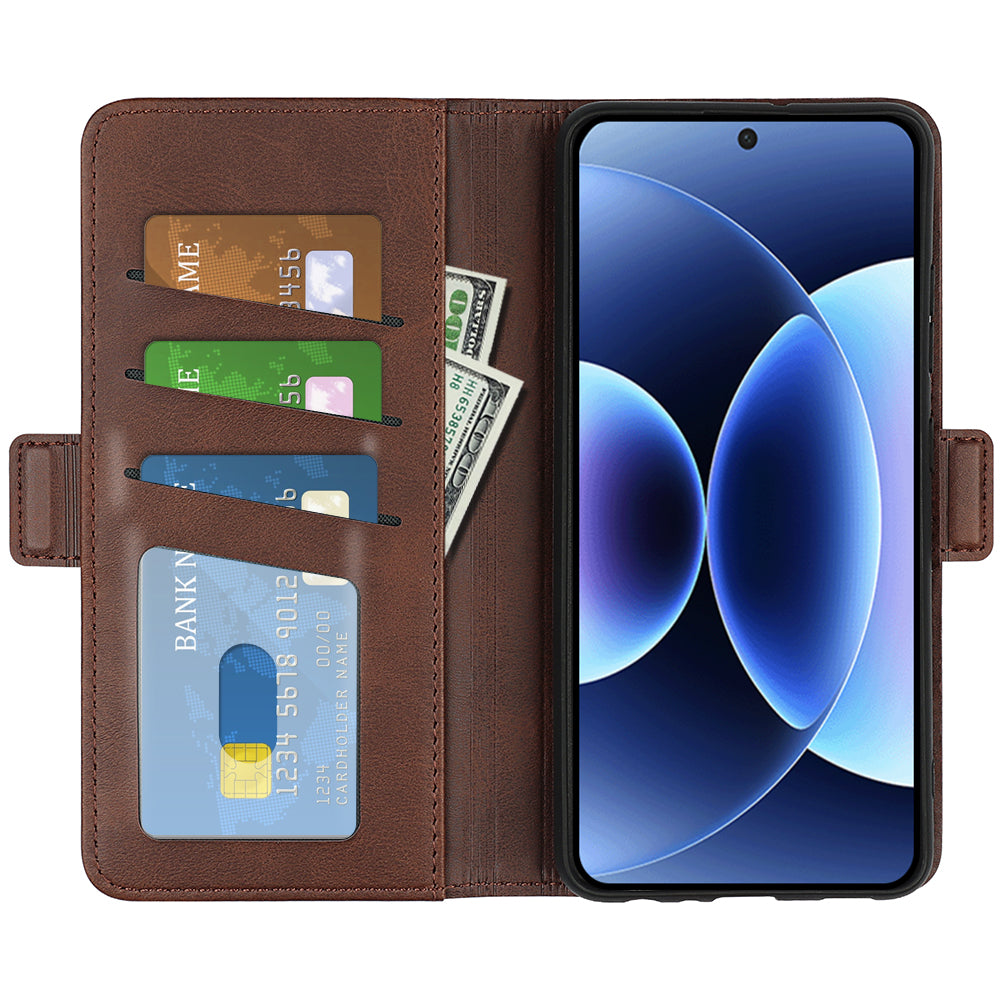 For Xiaomi 17 Pro Max Case Calf Texture Leather Wallet Phone Cover - Brown