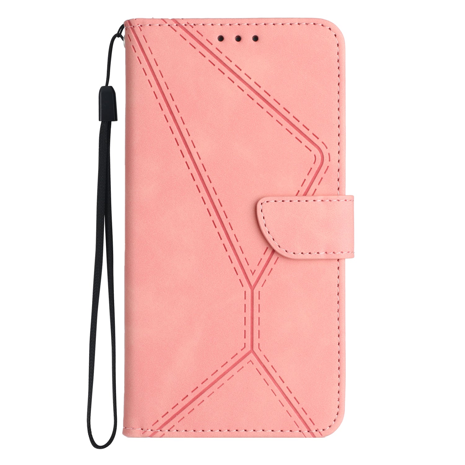 For Motorola Edge 70 5G Case Skin Touch Lines Imprinted PU Leather Flip Phone Cover - Pink