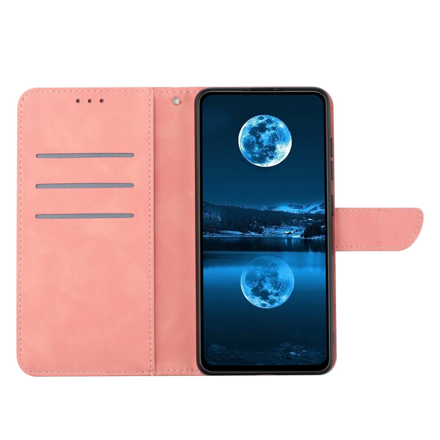 For Motorola Edge 70 5G Case Skin Touch Lines Imprinted PU Leather Flip Phone Cover - Pink