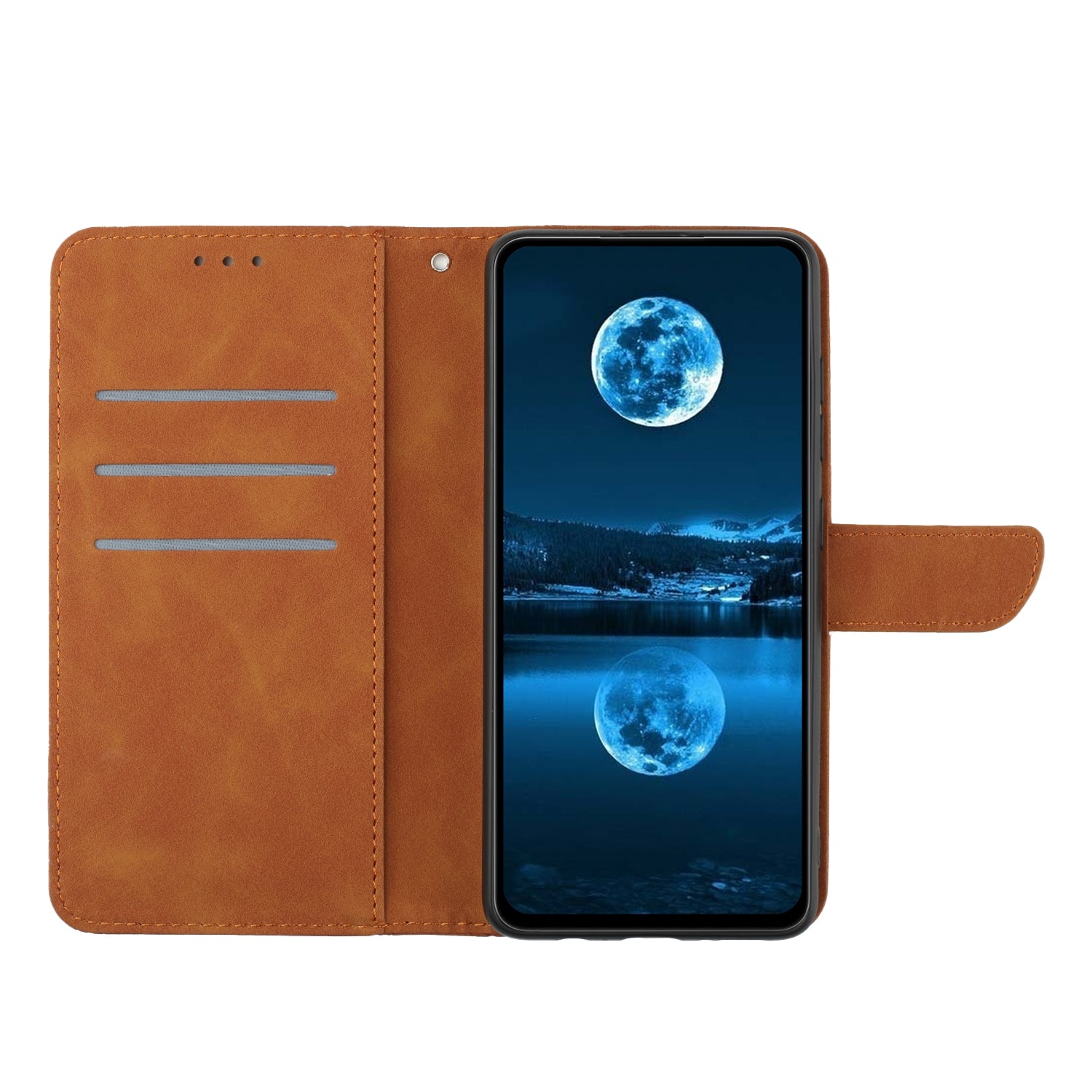For Motorola Edge 70 5G Case Skin Touch Lines Imprinted PU Leather Flip Phone Cover - Brown