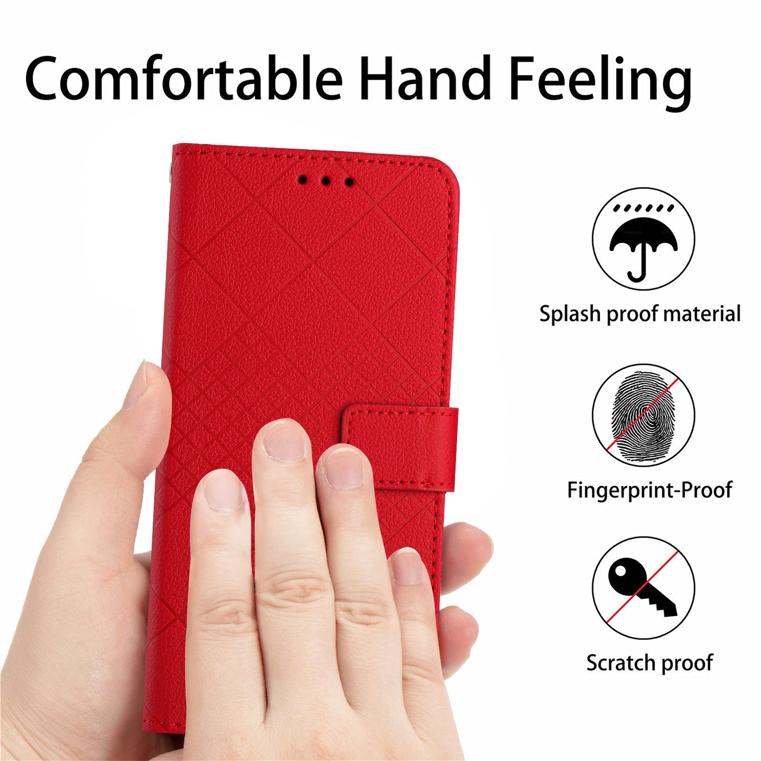 For Motorola Edge 70 5G Case Wallet Imprint PU Leather Flip Folio Phone Cover - Red