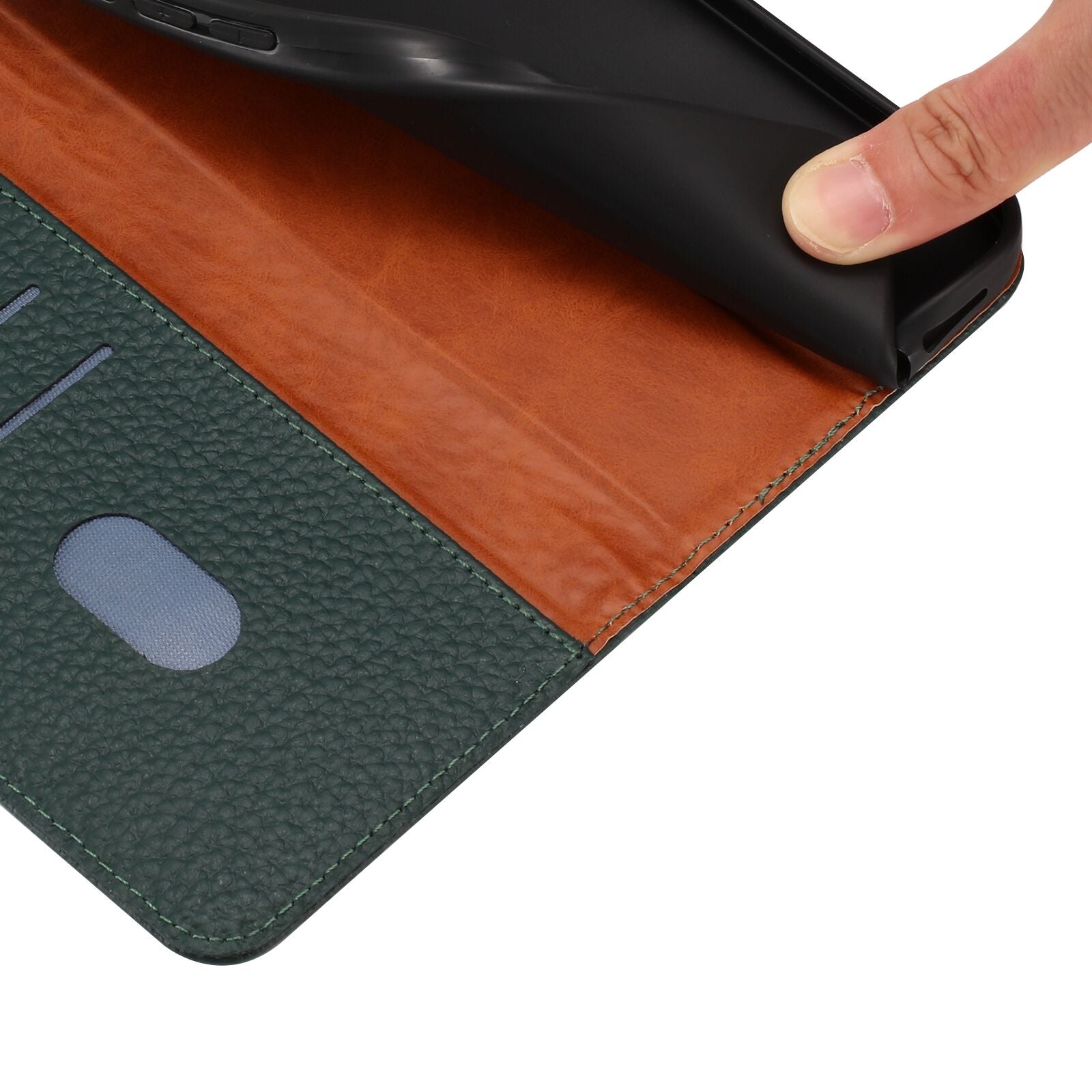 For Motorola Edge 70 5G Case Wallet Stand Litchi Texture Genuine Cow Leather Flip Phone Cover - Green