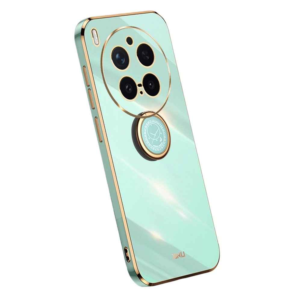 Bulk Purchasing XINLI For vivo X300 Pro 5G Case Ring Kickstand Electroplating TPU Phone Cover - Cyan