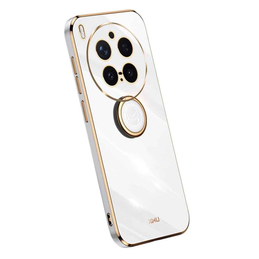 Bulk Purchasing XINLI For vivo X300 Pro 5G Case Ring Kickstand Electroplating TPU Phone Cover - White