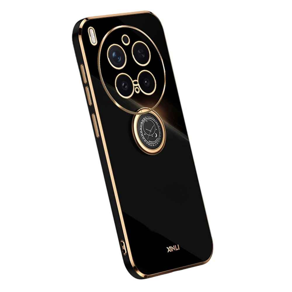 Bulk Purchasing XINLI For vivo X300 Pro 5G Case Ring Kickstand Electroplating TPU Phone Cover - Black