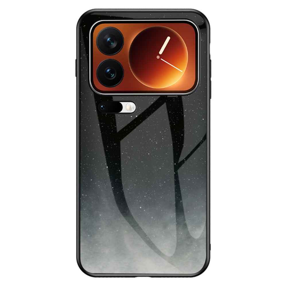 For Xiaomi 17 Pro Case Starry Sky Pattern Tempered Glass Phone Cover - Starry Crescent Moon