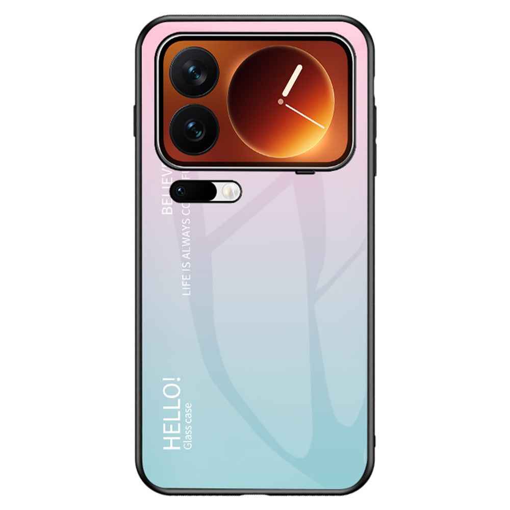 For Xiaomi 17 Pro Case Anti-Scratch Tempered Glass + PC + TPU Phone Cover - Gradient Pink Blue