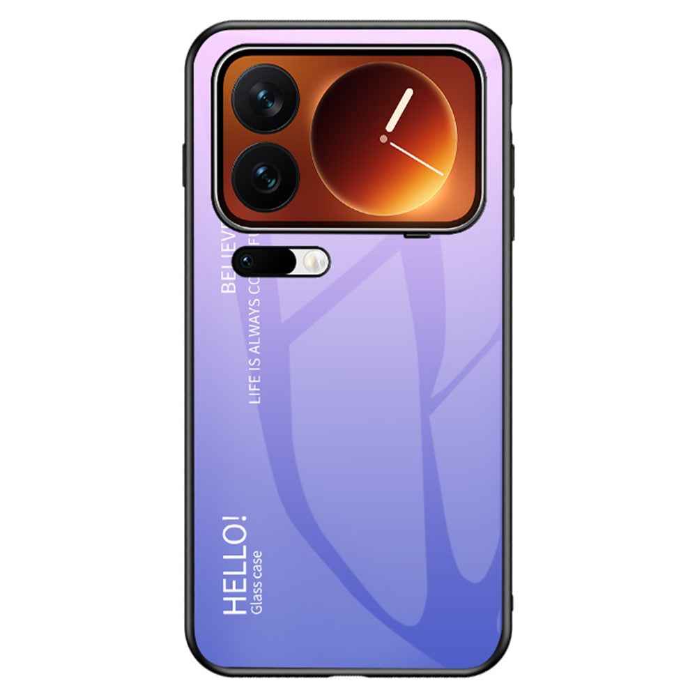 For Xiaomi 17 Pro Case Anti-Scratch Tempered Glass + PC + TPU Phone Cover - Gradient Pink Purple