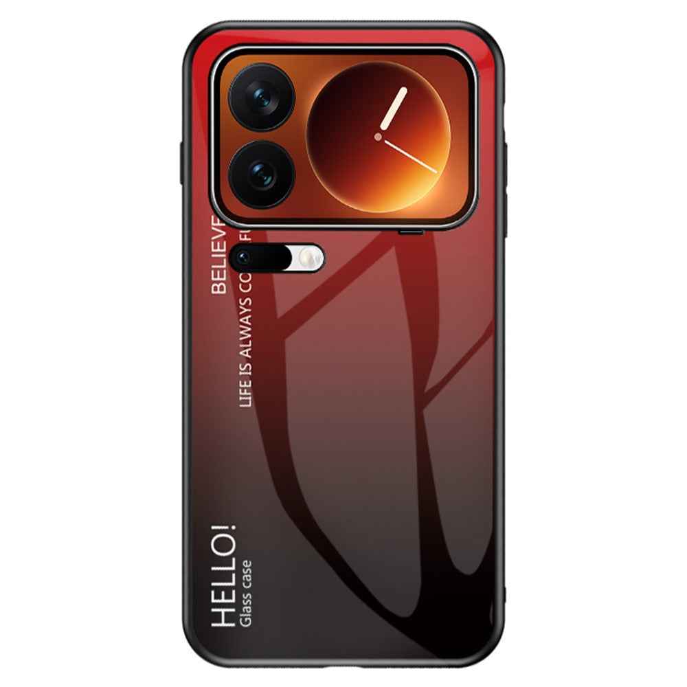 For Xiaomi 17 Pro Case Anti-Scratch Tempered Glass + PC + TPU Phone Cover - Gradient Red Black